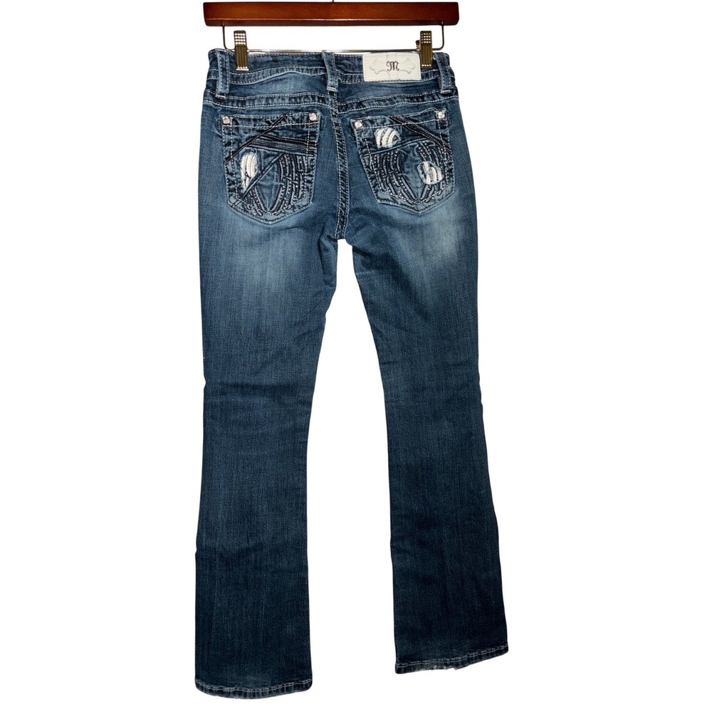 Miss Me 26 x 29 Standard Bootcut Jeans Dark Wash Rhinestone Embroidered Rodeo